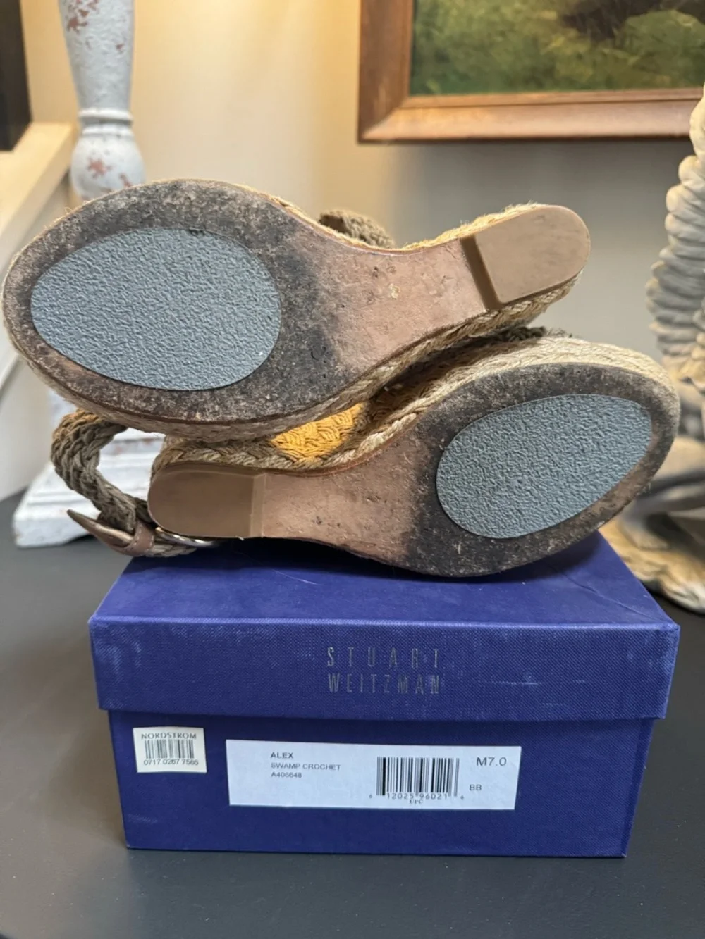 Stuart Weitzman Beige Braided Espadrille Wedge Sandals - Picture 8 of 8